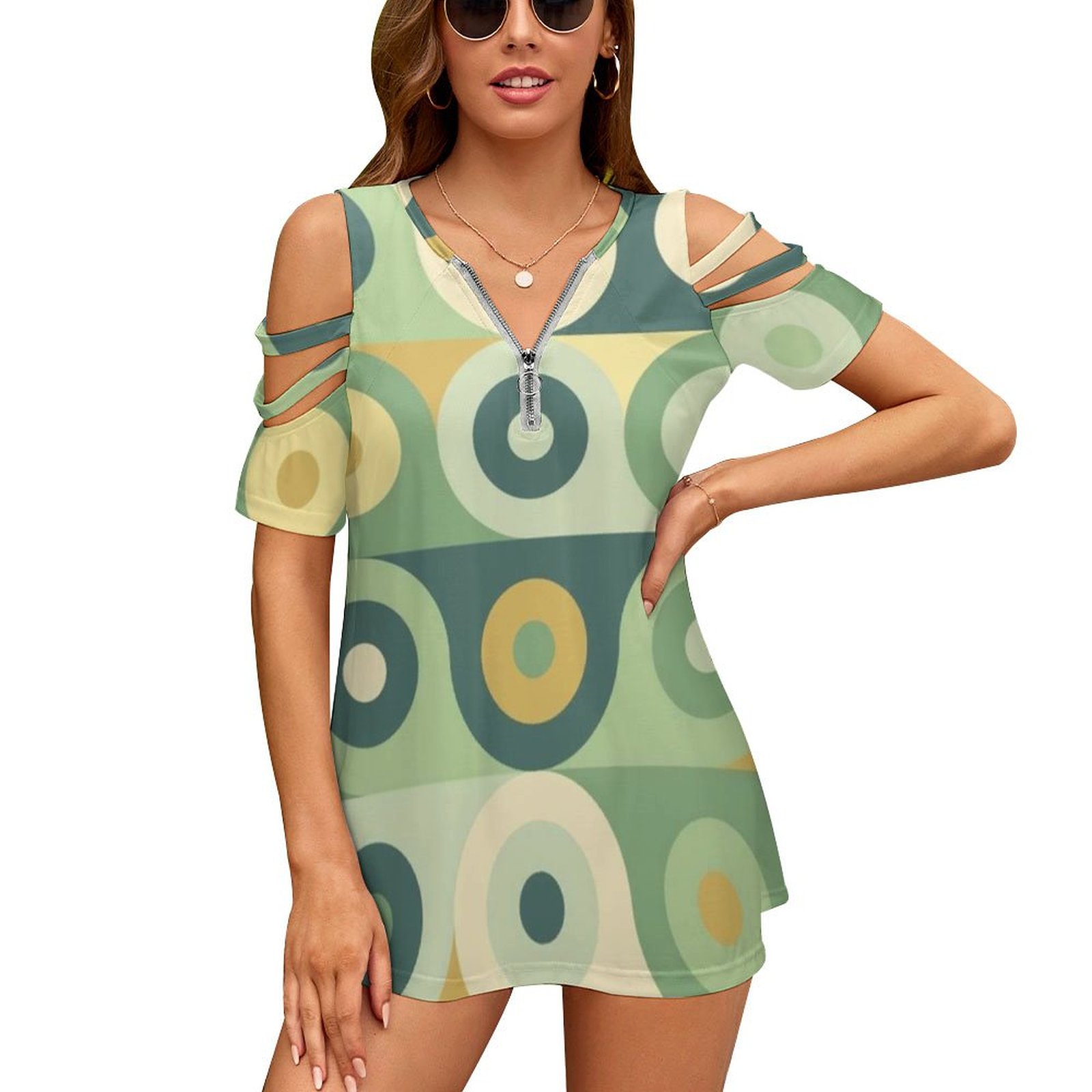 Women'S Fashion In The 70S - Grooviges 70er-Jahre-Muster für Damen, Reißverschluss, verschiedene