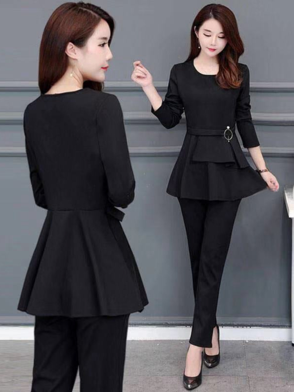 Women Fashion Over The Years - Plus-Size-Herbstmode-Set, lockere Freizeithose und Oberteil, bauchbedeckend,
