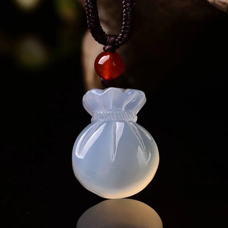 Women'S Fashion Jewellery - Natürliche Achat Segen Tasche Anhänger Halskette