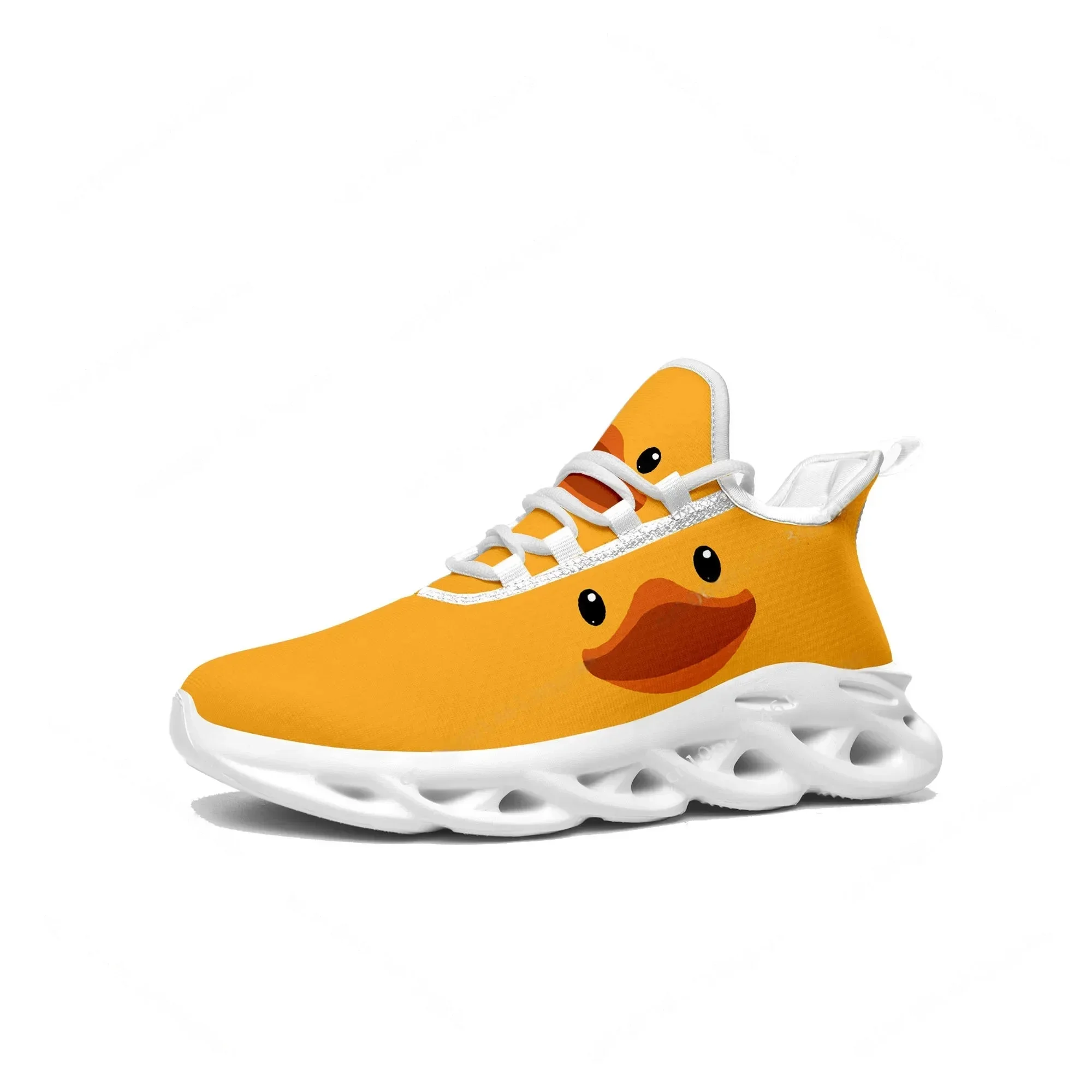 Women'S Yellow Fashion Sneakers - Gelbe Enten-Sneaker mit Aufdruck, flache Sneaker