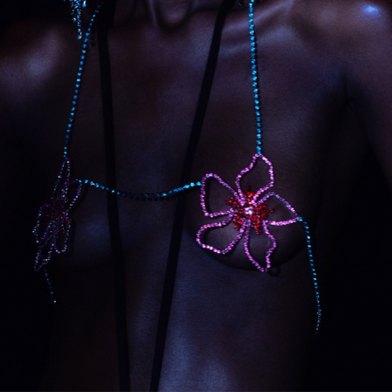 Women'S Fashion Jewellery - Stonefans Rosa Blume Brust Kette Schmuck