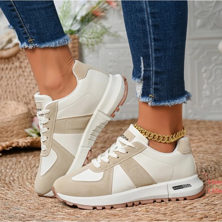 Women'S Yellow Fashion Sneakers - Modische gestreifte Damen-Sneaker, leichte Turnschuhe mit