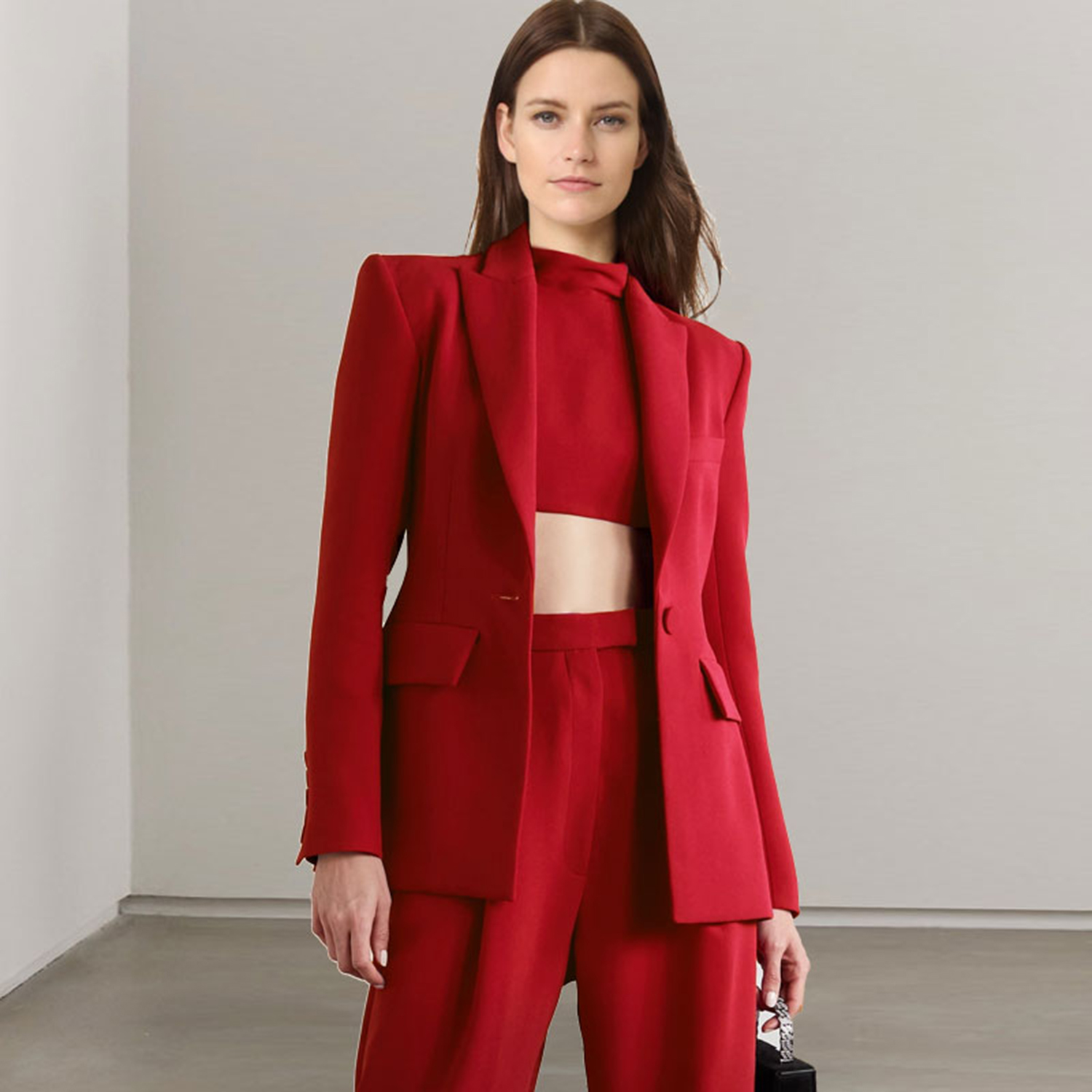 Women'S Fashion Jackets - Allingentle Rot Revers Damen 2-teiliges Set