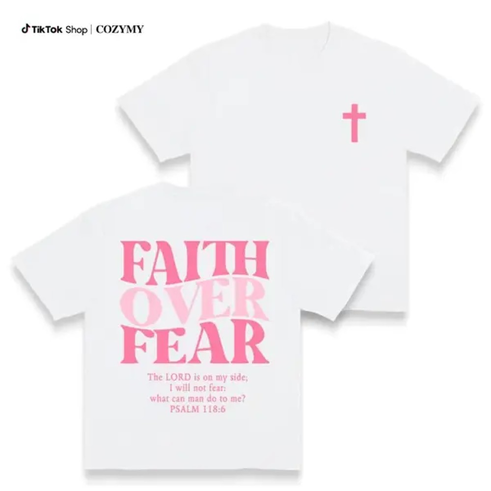 Women'S Fashion Graphic Tees - Faith Over Fear Grafik-T-Shirts – Vintage-Trendige