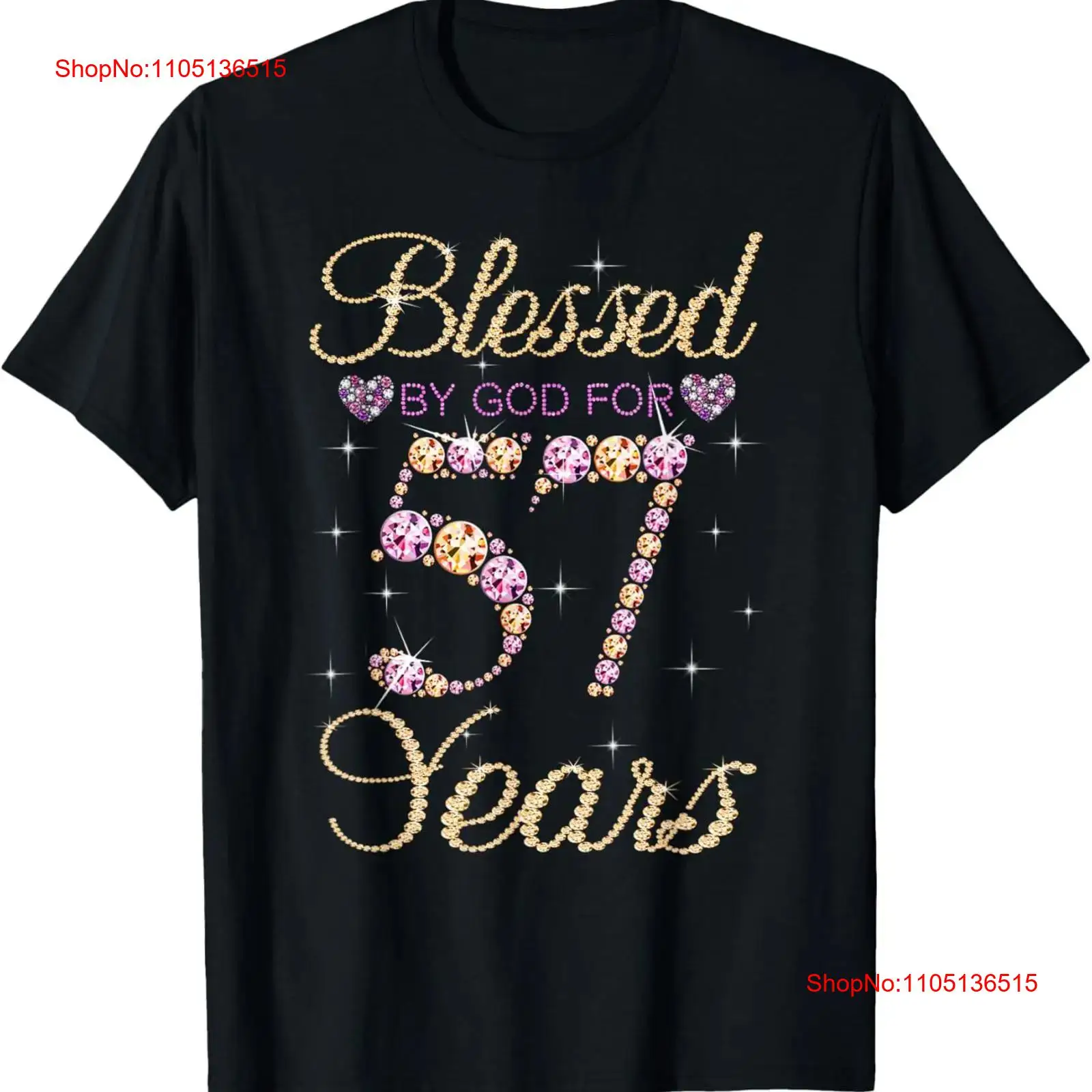 Women'S Fashion Graphic Tees - Blessed By God für 57 Jahre,