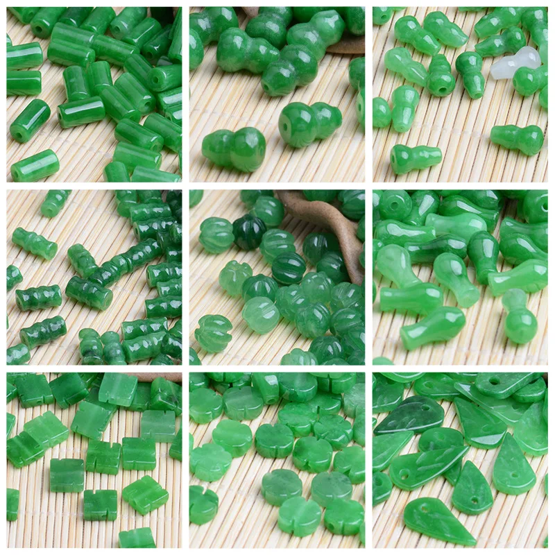 Women'S Fashion Jewellery - 10pc grüne Jade Kürbis Blätter Perlen