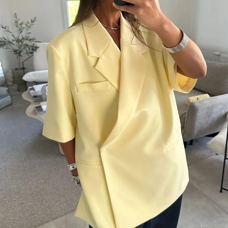 Blazer Women Oversized - Damen Lockerer Blazer-Anzug Einfarbig Lässiger Umlegekragen