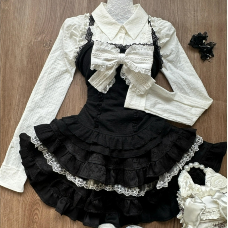 Women'S Y2K Fashion Aesthetic - Y2k Ästhetischer Lolita-Stil 3-teiliges Set Damen