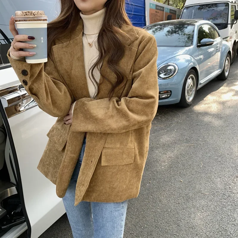 Blazer Women Oversized - Neue Cord Dicke Lose Übergroßen Blazer