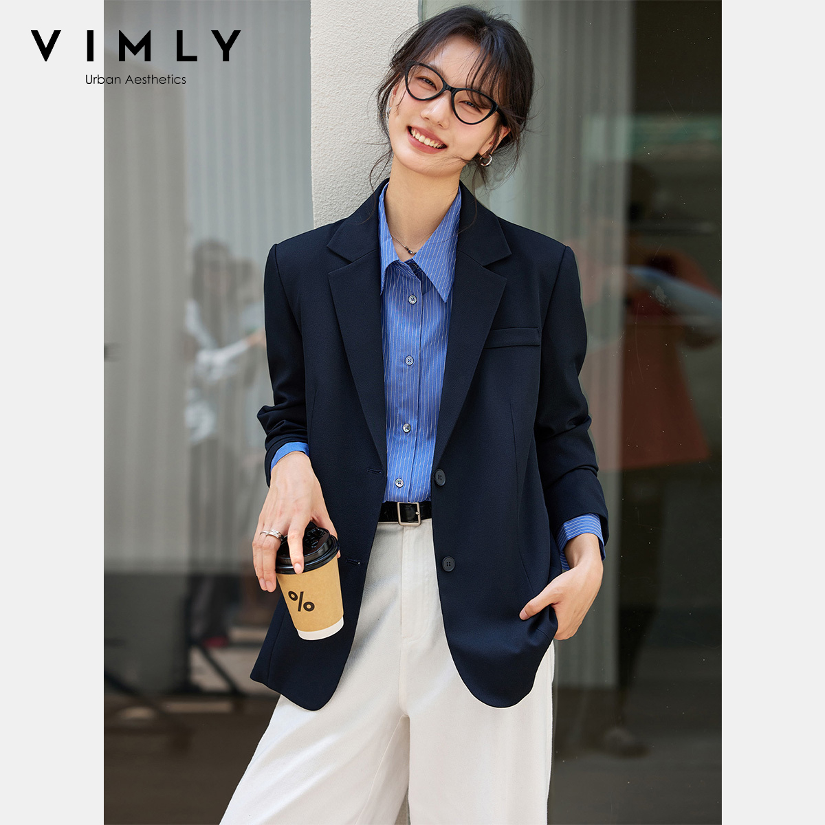Blazer Women Oversized - VIMLY Damen Marineblaue Jacken Herbst 2026