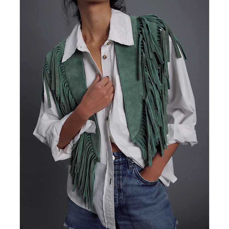 Women'S Fashion In The 70S - Damen Y2K Vintage Wildleder-Weste 70er Hippie-Outfit