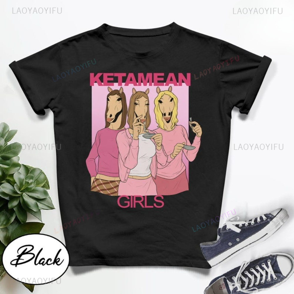 Women'S Fashion Graphic Tees - Ketamische Lustige Pferd Mädchen Grafik T-shirt