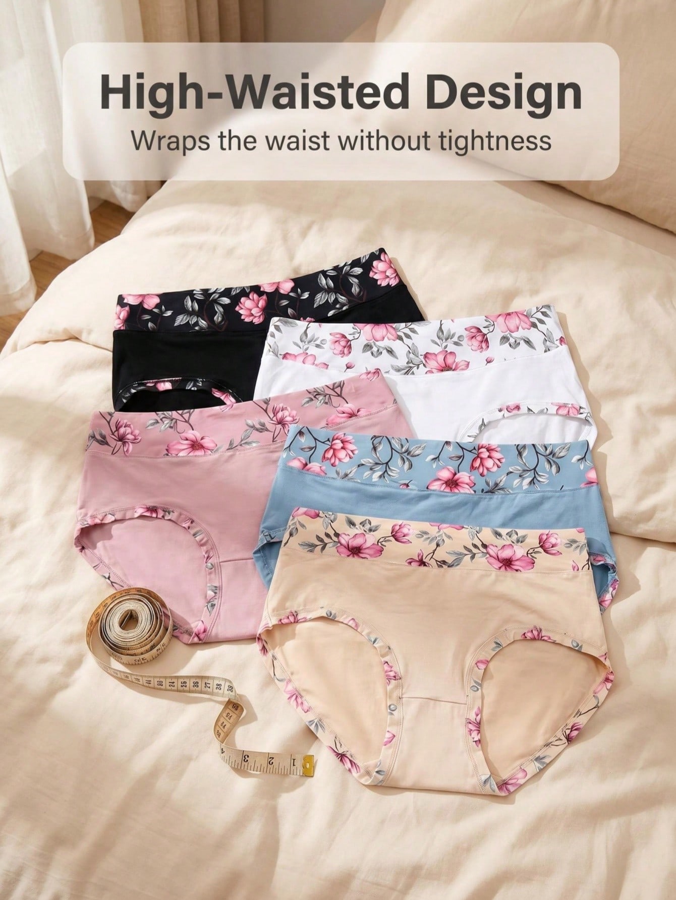 Trend Women Fashion - 5-teiliges Set Damen-Slips mit Blumenmuster in