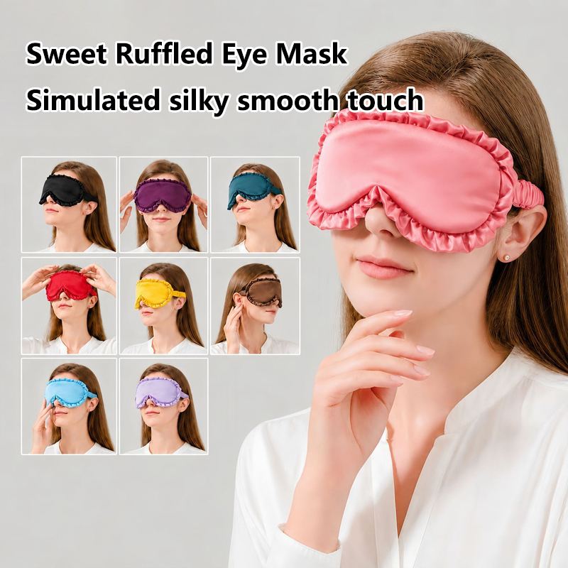 Trend Women Fashion - Modische Einfarbige Imitierte Seiden-Augenmaske, Großer Gerüschter