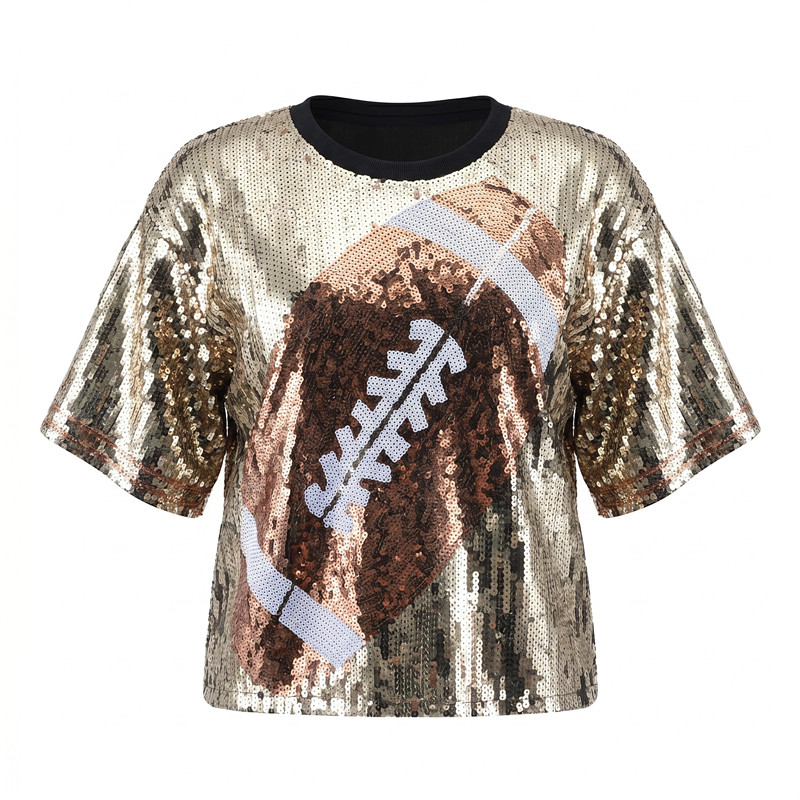 Women'S Fashion Rugby Shirt - Sommer Neue Mode Rugby-Print Pailletten Damen