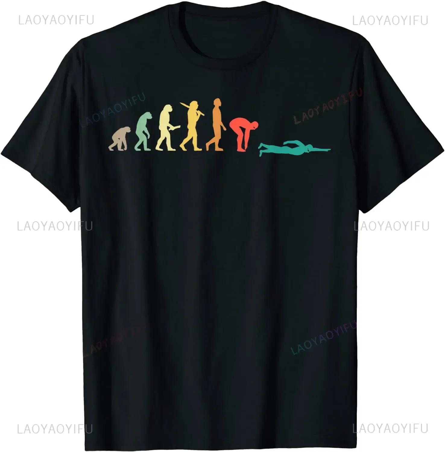 Women'S Fashion Graphic Tees - Retro Grafik Schwimmen Evolution Geschenk für