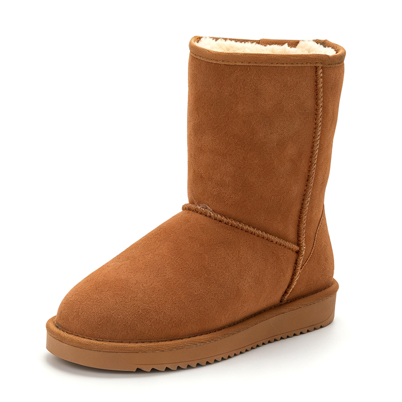 Women Fashion Online - Damen Klassische Wadenlange Schneestiefel aus Kuhwildleder
