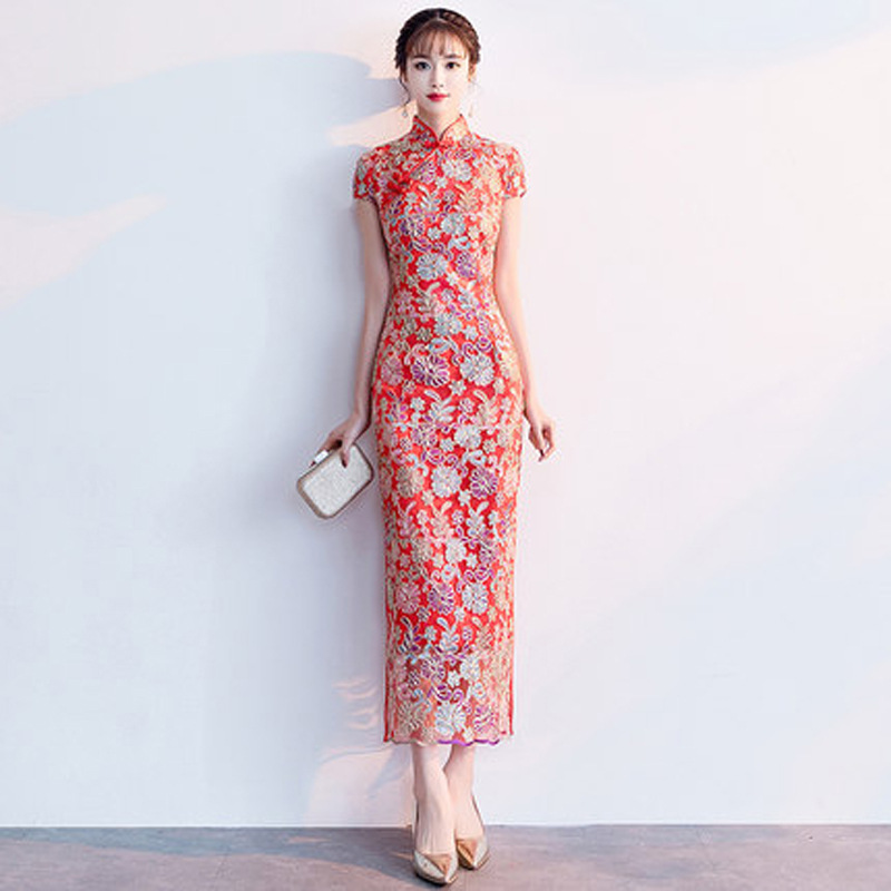 Xl Women'S Fashion - Damenkleid, modisch, chinesischer Stil, elegant, lang,