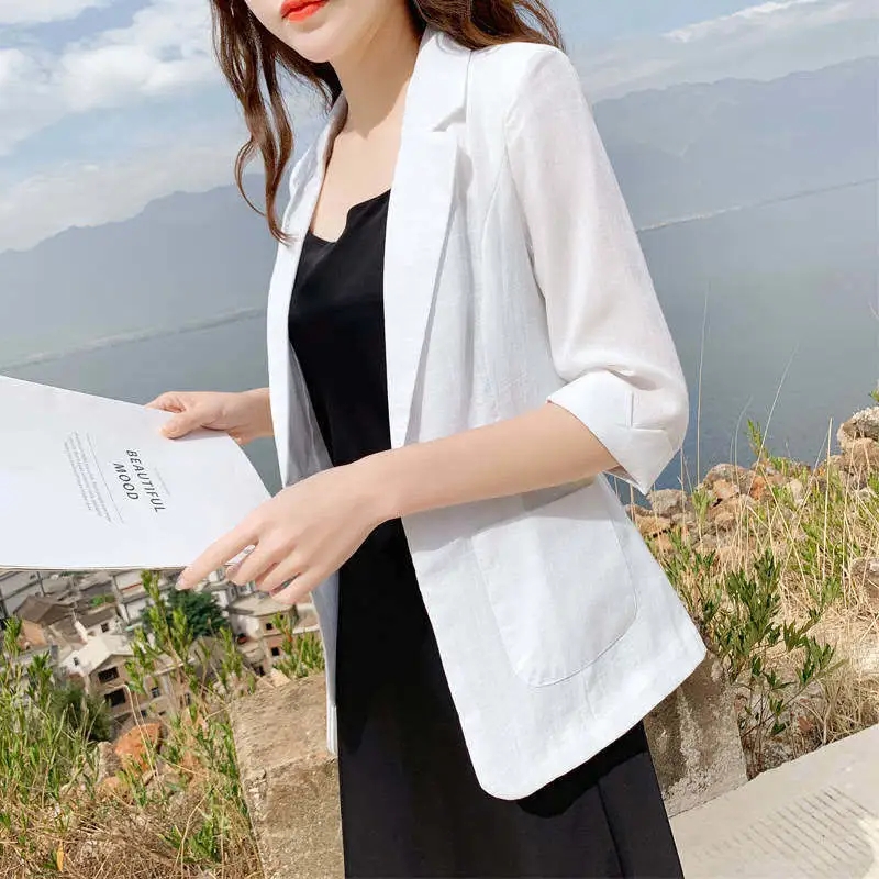Blazer Women Oversized - Leinen Kleiner Anzug Damenjacke Dünner Blazer