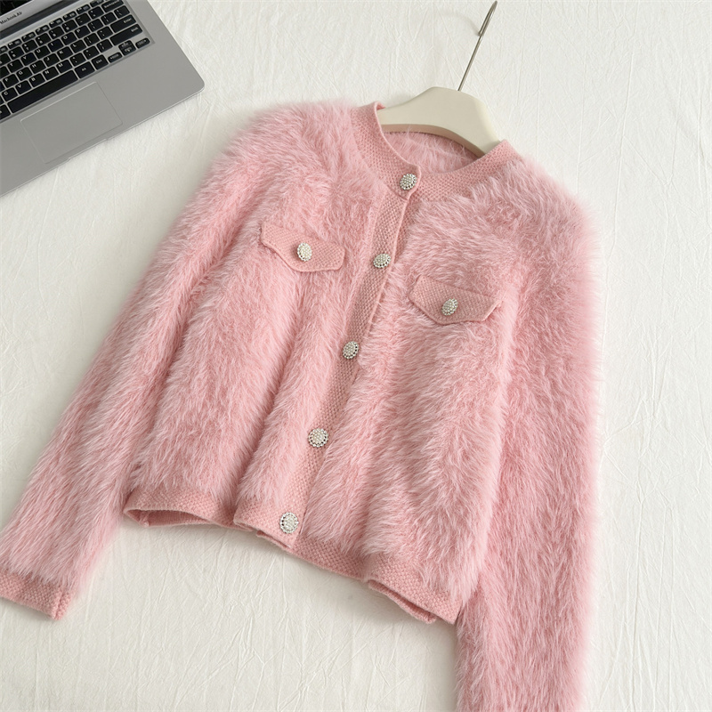 Xl Women'S Fashion - Mohair Jacquard Stricken Pullover Strickjacke Frauen
