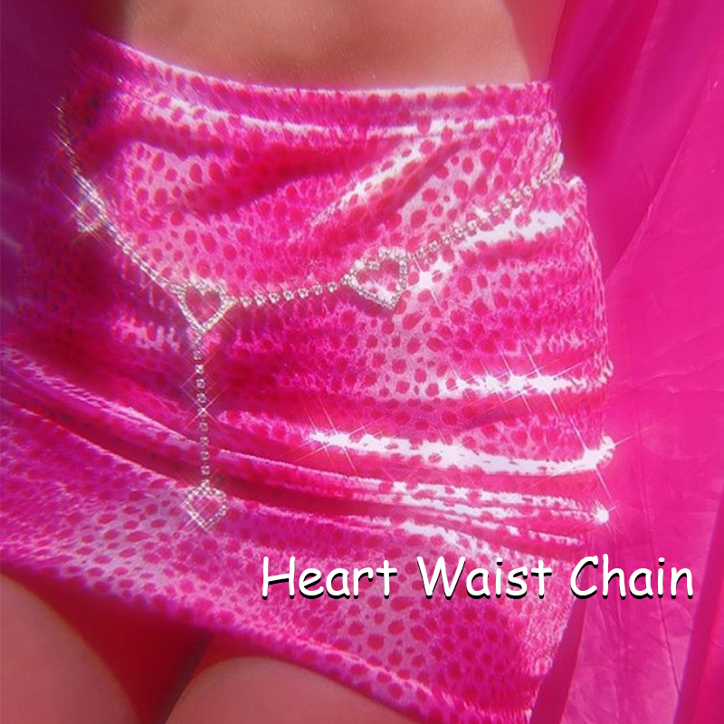 Women'S Y2K Fashion Aesthetic - 2000s Ästhetischen Shiny Kristall Herz Taille