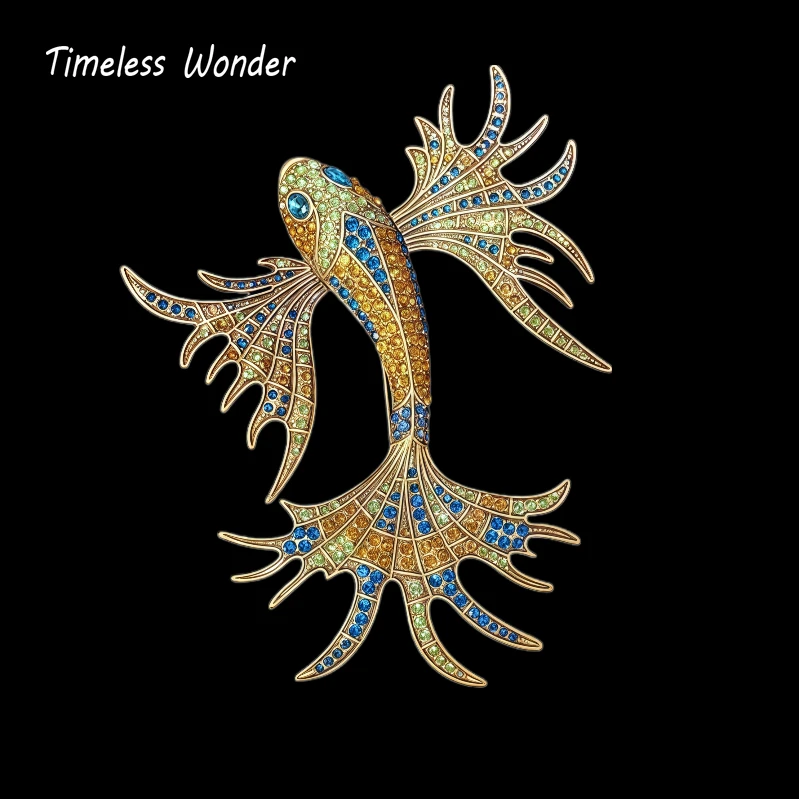 Xl Women'S Fashion - Timeless Wonder Fancy Zirkon XL Fisch-Brosche