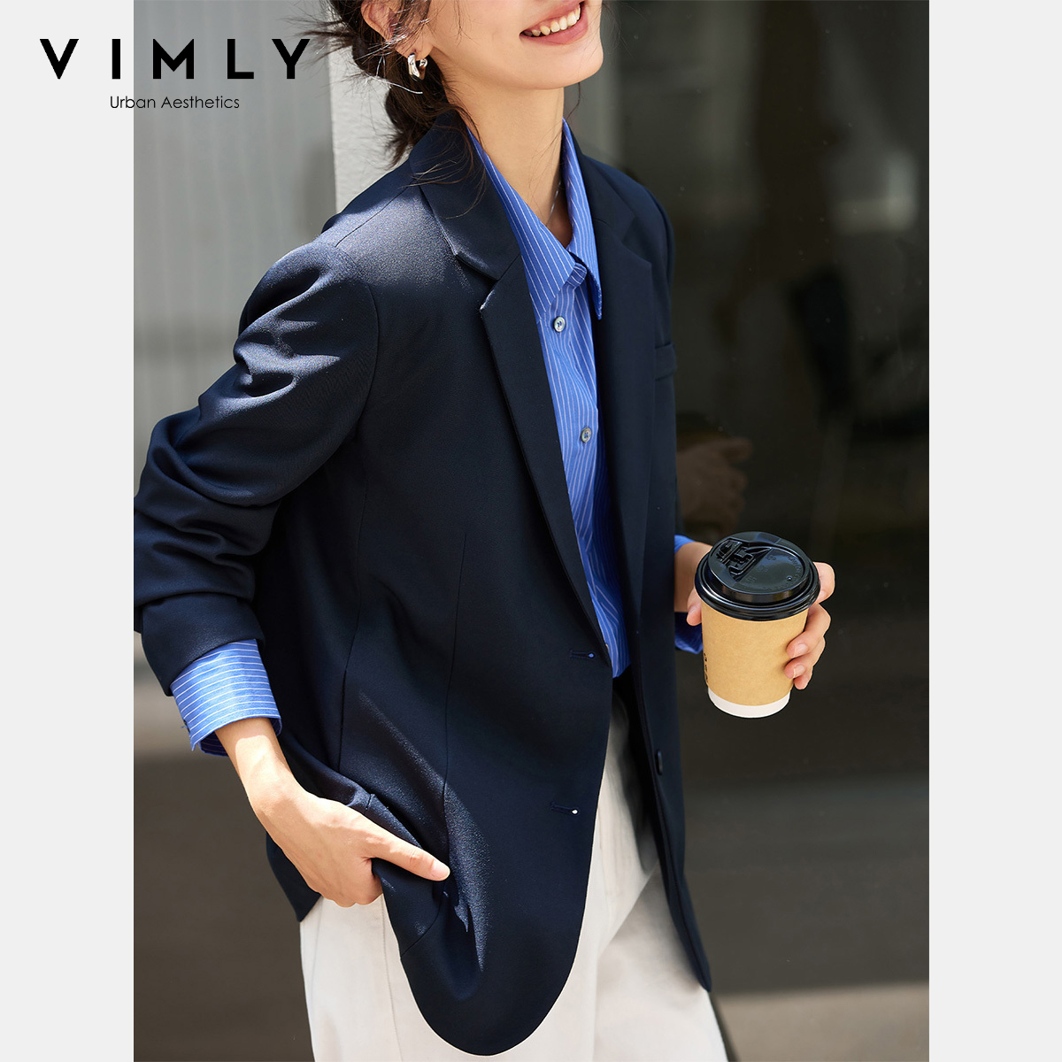 VIMLY Damen Marineblaue Jacken – Blazer Women Oversized Bewertung und Preis