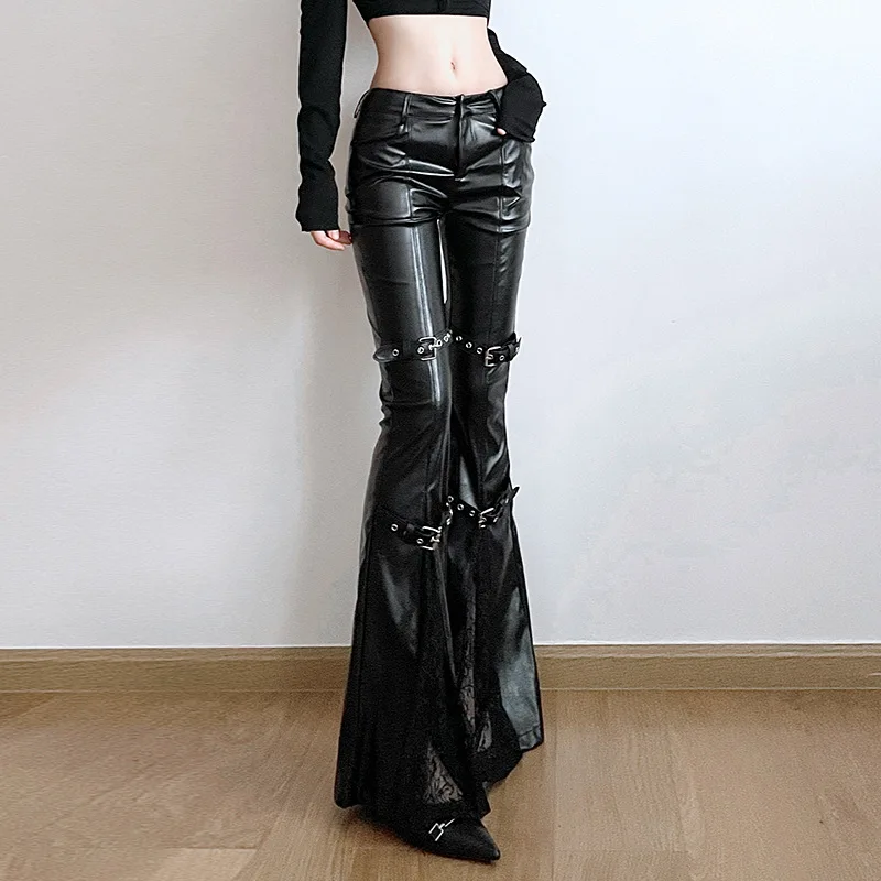 Schlaghose aus PU-Leder für Da – Women'S Y2K Fashion Aesthetic Bewertung und Preis