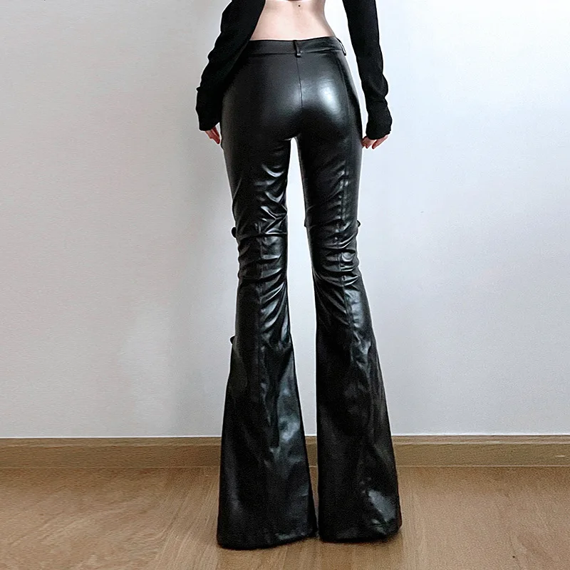 Schlaghose aus PU-Leder für Da – Women'S Y2K Fashion Aesthetic Bewertung und Preis