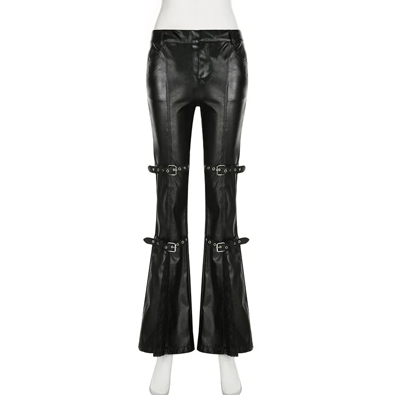 Schlaghose aus PU-Leder für Da – Women'S Y2K Fashion Aesthetic Bewertung und Preis